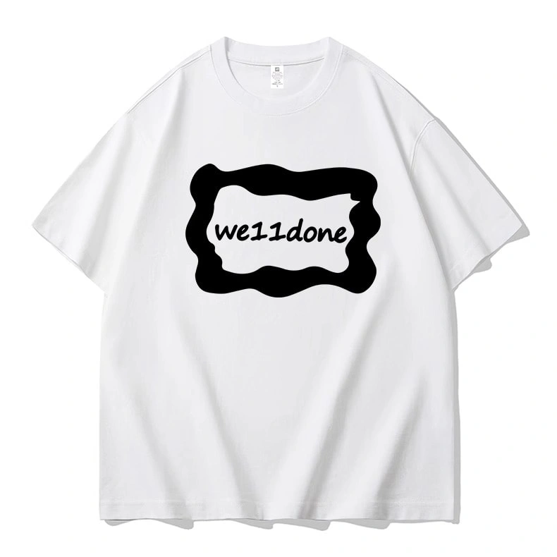 We11done Konne Letter Print Niche Trend Brand Short Sleeve Top Men Pure Cotton Crew Neck T-Shirt Style 3