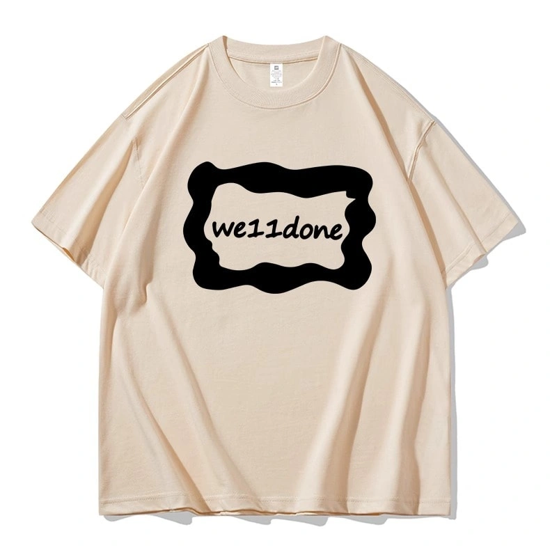 We11done Konne Letter Print Niche Trend Brand Short Sleeve Top Men Pure Cotton Crew Neck T-Shirt Style 4