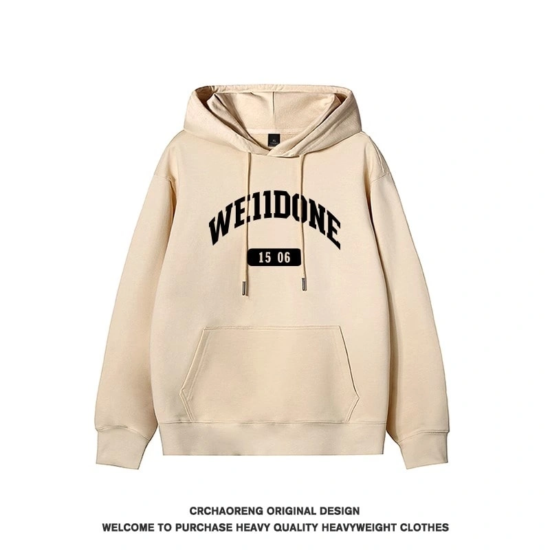 We11done Konne Letter Print Retro Hoodie Men Fleece High end Trend Brand Jacket Style 5