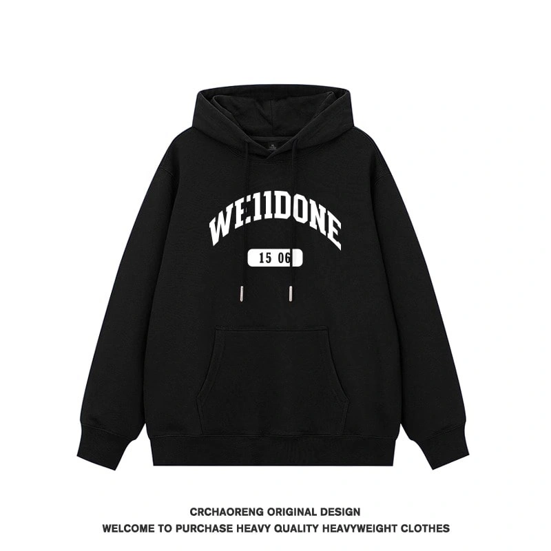 We11done Konne Letter Print Retro Hoodie Men Fleece High end Trend Brand Jacket