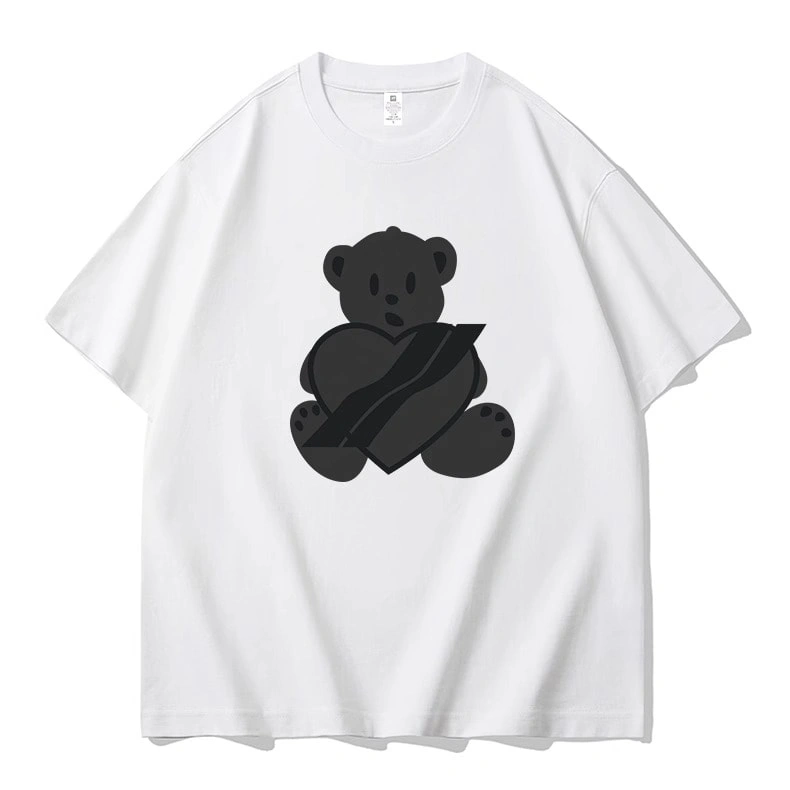 We11done Konne Loose Bear Print Short Sleeve T-Shirt Men Pure Cotton High Street Trend Top Style 3