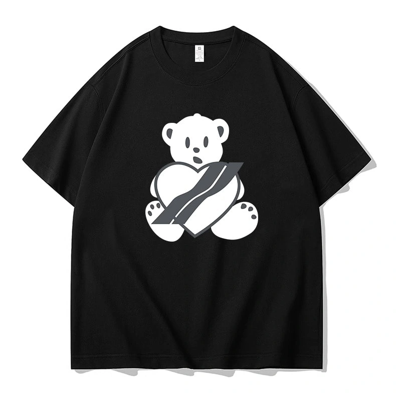 We11done Konne Loose Bear Print Short Sleeve T-Shirt Men Pure Cotton High Street Trend Top
