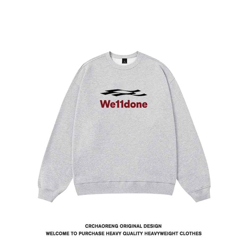 We11done Konne Loose Long Sleeve Top Splice Trend Retro Crew Neck Sweatshirt Men Style 3