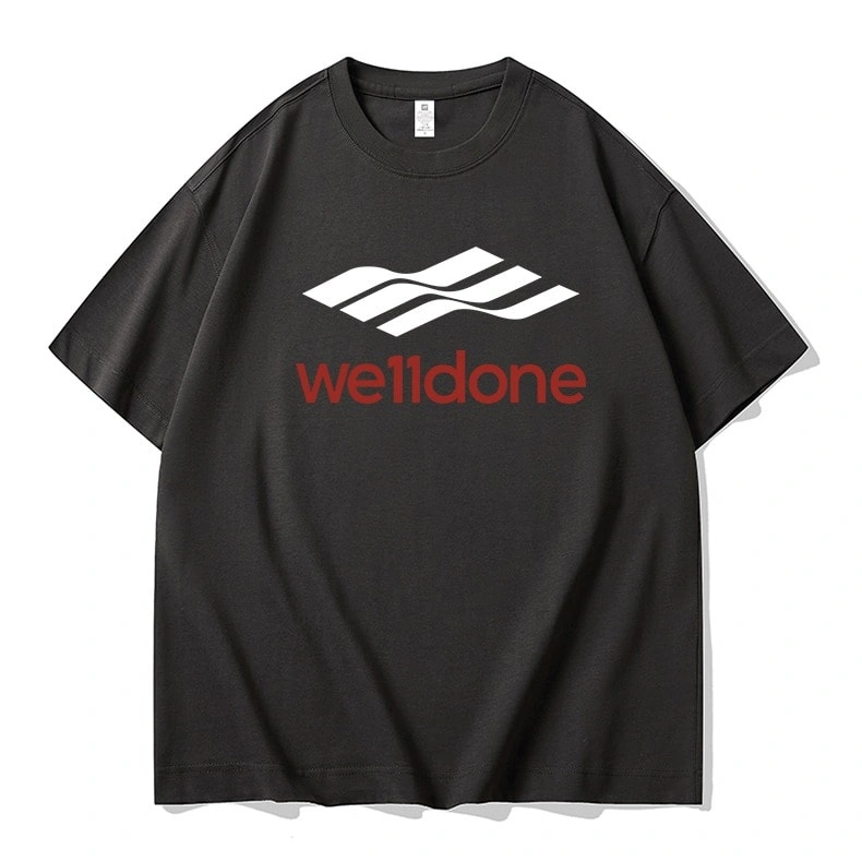 We11done Konne Loose Pure Cotton Short Sleeve T-Shirt MenRetro Half Sleeve Top Style 2