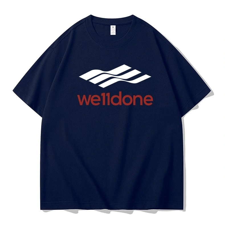 We11done Konne Loose Pure Cotton Short Sleeve T-Shirt MenRetro Half Sleeve Top Style 4