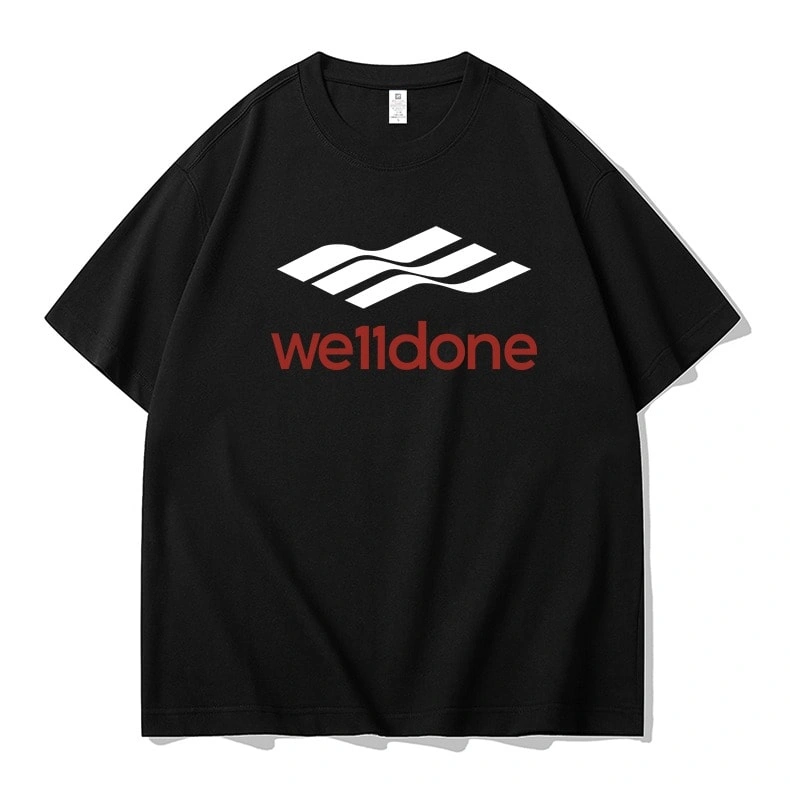 We11done Konne Loose Pure Cotton Short Sleeve T-Shirt MenRetro Half Sleeve Top