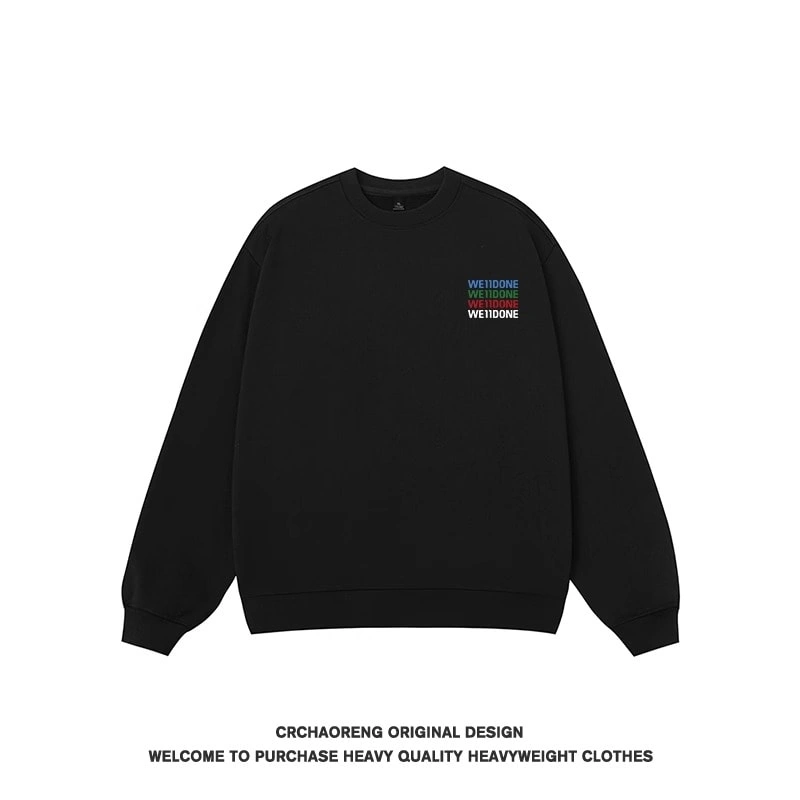 We11done Konne New Fleece Thick Crew Neck Sweatshirt Men Retro Loose Shirt