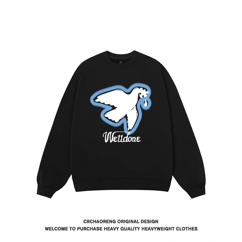 We11done Konne New Loose Long Sleeve Trendy Shirt High Street Crew Neck Sweatshirt Men