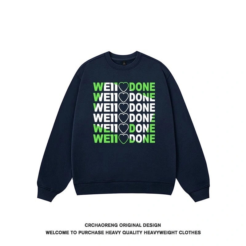 We11done Konne Print Stiff Crew Neck Sweatshirt High end Trendy Retro Inner Long Sleeve Shirt Style 1