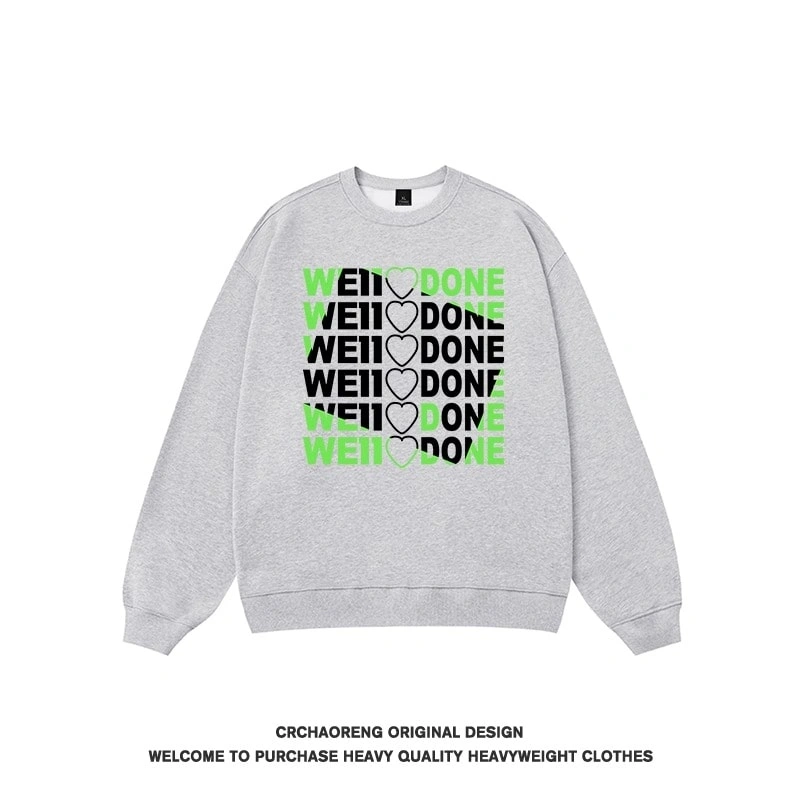 We11done Konne Print Stiff Crew Neck Sweatshirt High end Trendy Retro Inner Long Sleeve Shirt Style 3