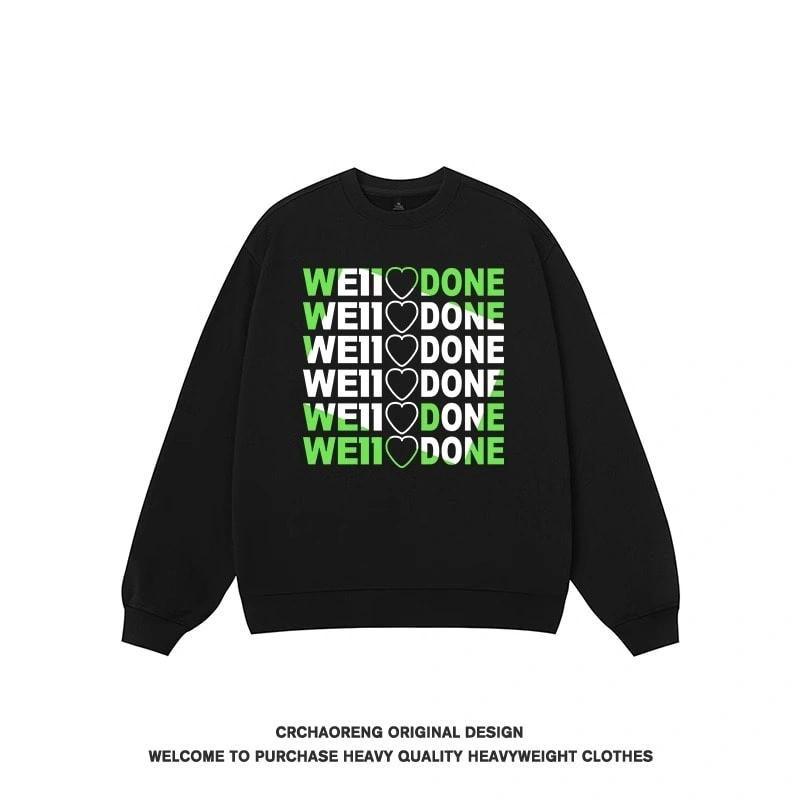 We11done Konne Print Stiff Crew Neck Sweatshirt High end Trendy Retro Inner Long Sleeve Shirt