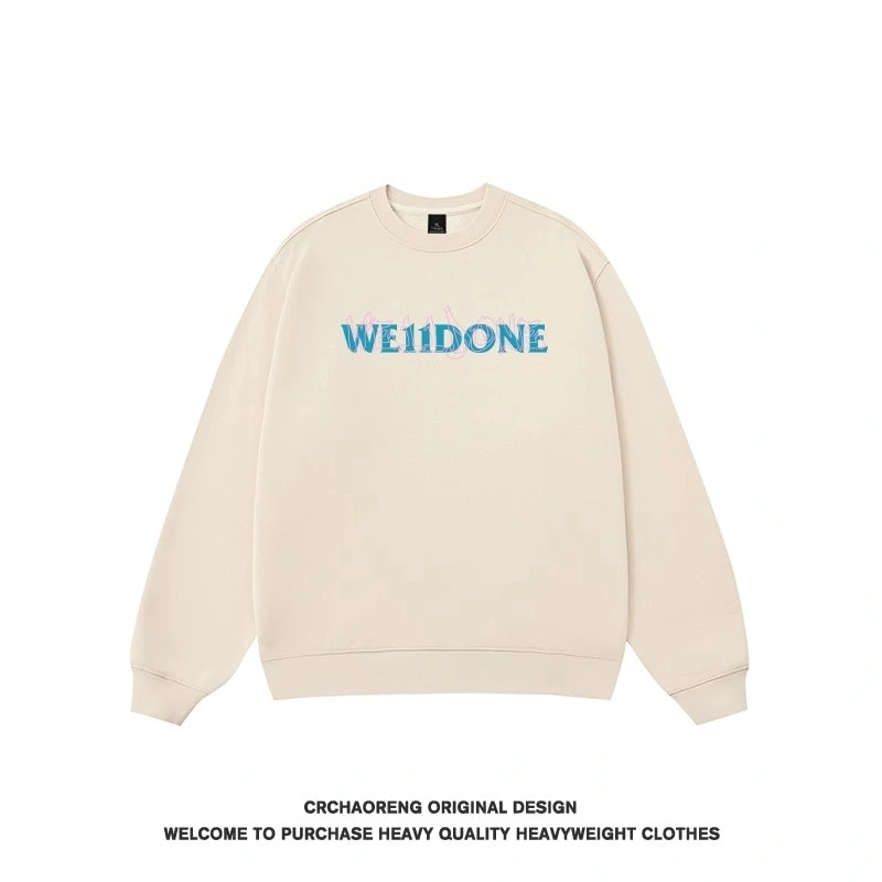 We11done Konne Pure Cotton 2024 Crew Neck Sweatshirt Male Retro Loose Top Style 2