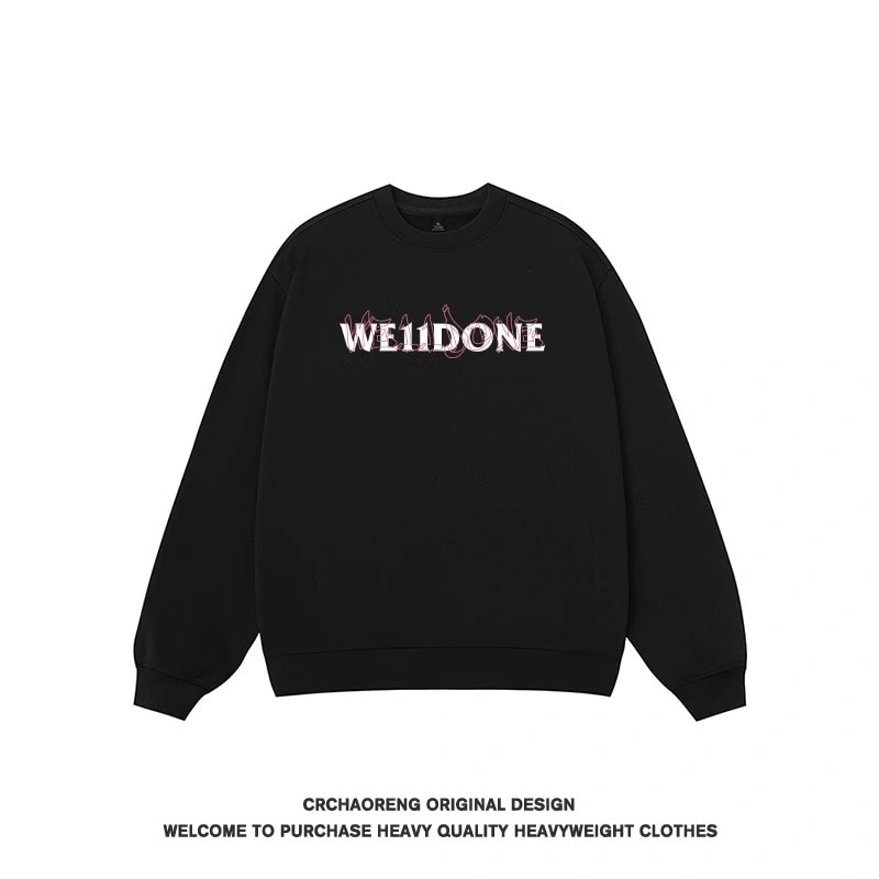 We11done Konne Pure Cotton 2024 Crew Neck Sweatshirt Male Retro Loose Top Style 3