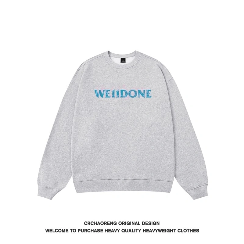 We11done Konne Pure Cotton 2024 Crew Neck Sweatshirt Male Retro Loose Top