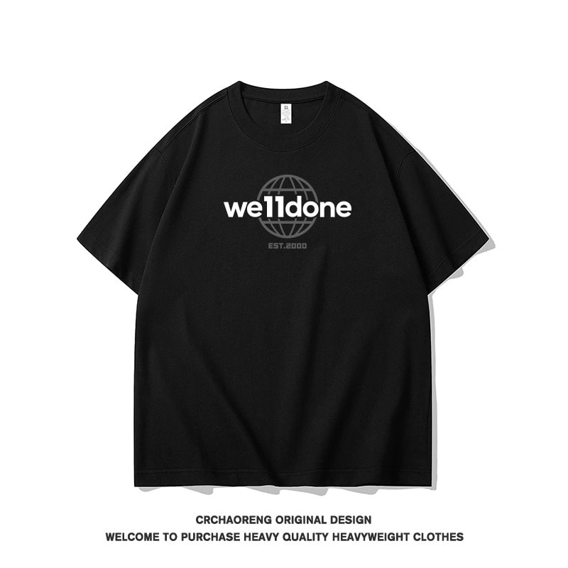 We11done Konne Pure Cotton Casual Loose Half Sleeve Top Crew Neck Short Sleeve T-Shirt Men