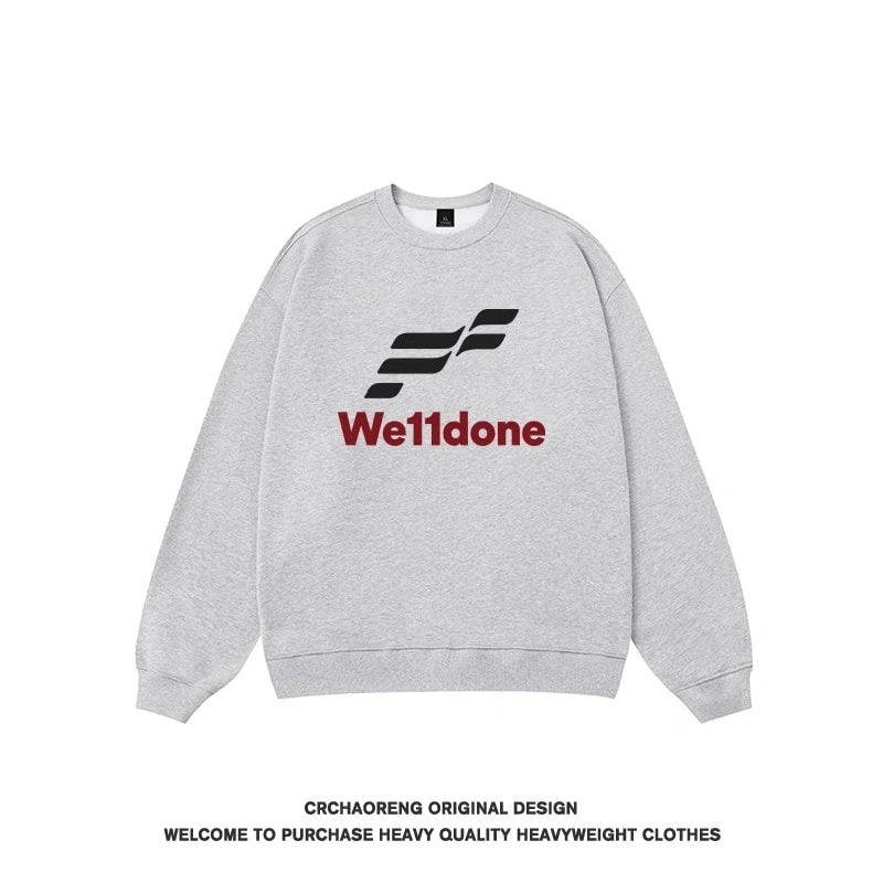 We11done Konne Pure Cottonweight Crew Neck Sweatshirt Men Retro Trendy Fashion Loose High end Top Style 4