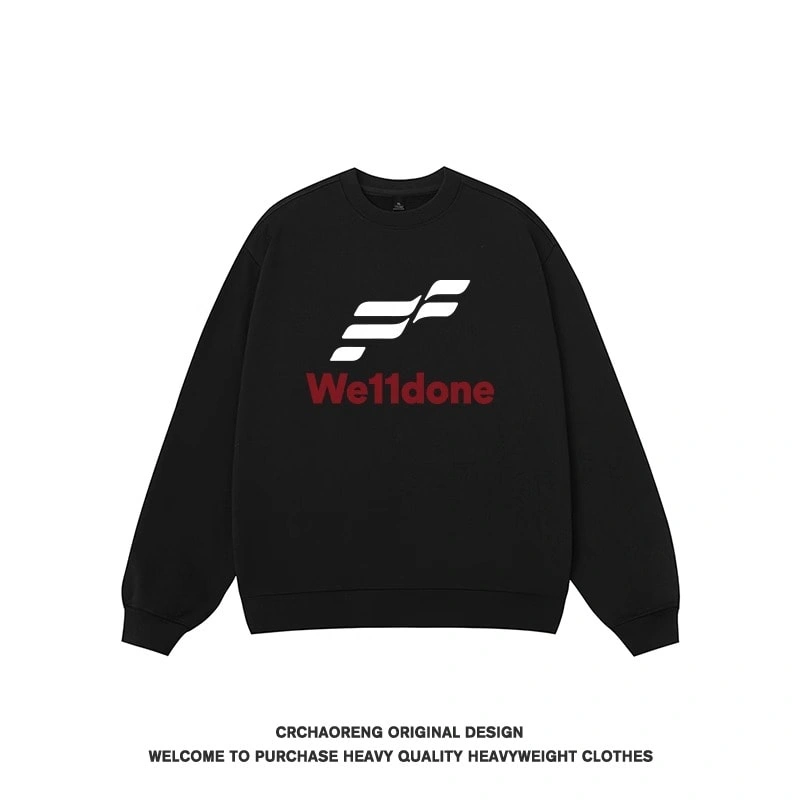 We11done Konne Pure Cottonweight Crew Neck Sweatshirt Men Retro Trendy Fashion Loose High end Top