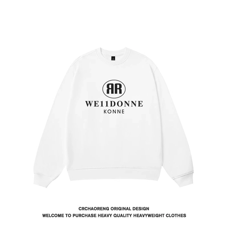 We11done Konne Retro Crew Neck Sweatshirt Men 2024 Loose Versatile Casual Top Trend Style 3