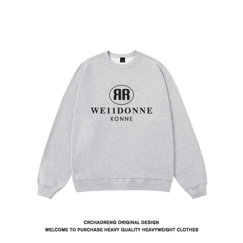 We11done Konne Retro Crew Neck Sweatshirt Men 2024 Loose Versatile Casual Top Trend Style 4