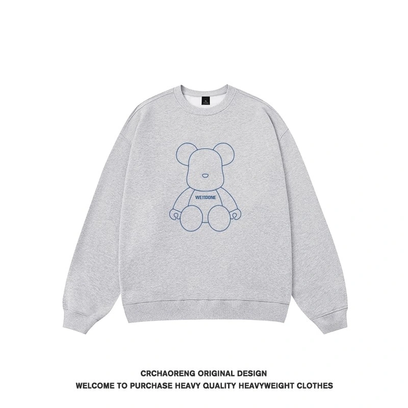 We11done Konne Retro Crew Neck Sweatshirt Men Fleece Loose Couple Top Style 3