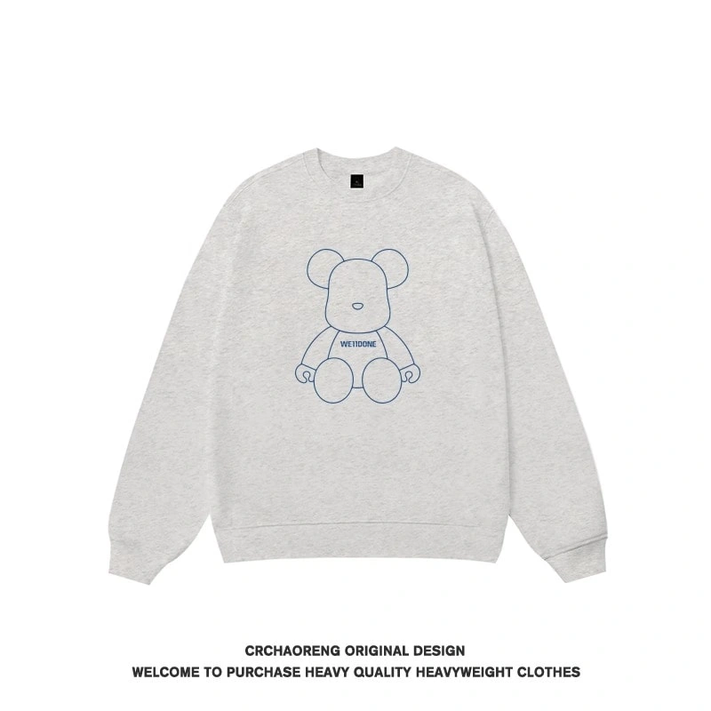 We11done Konne Retro Crew Neck Sweatshirt Men Fleece Loose Couple Top Style 4