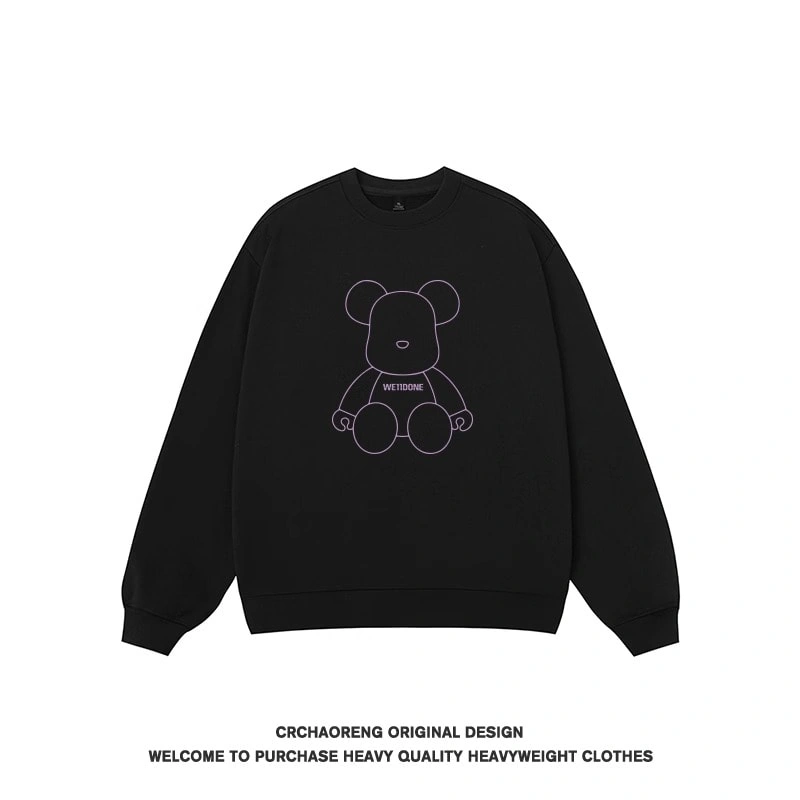 We11done Konne Retro Crew Neck Sweatshirt Men Fleece Loose Couple Top