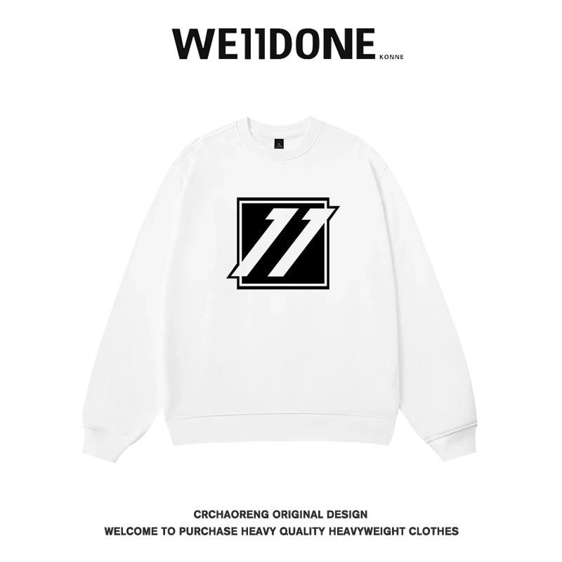 We11done Konne Retro Crew Neck Sweatshirt Men High Street Trend Brand Versatile 2024 Loose Top Style 1