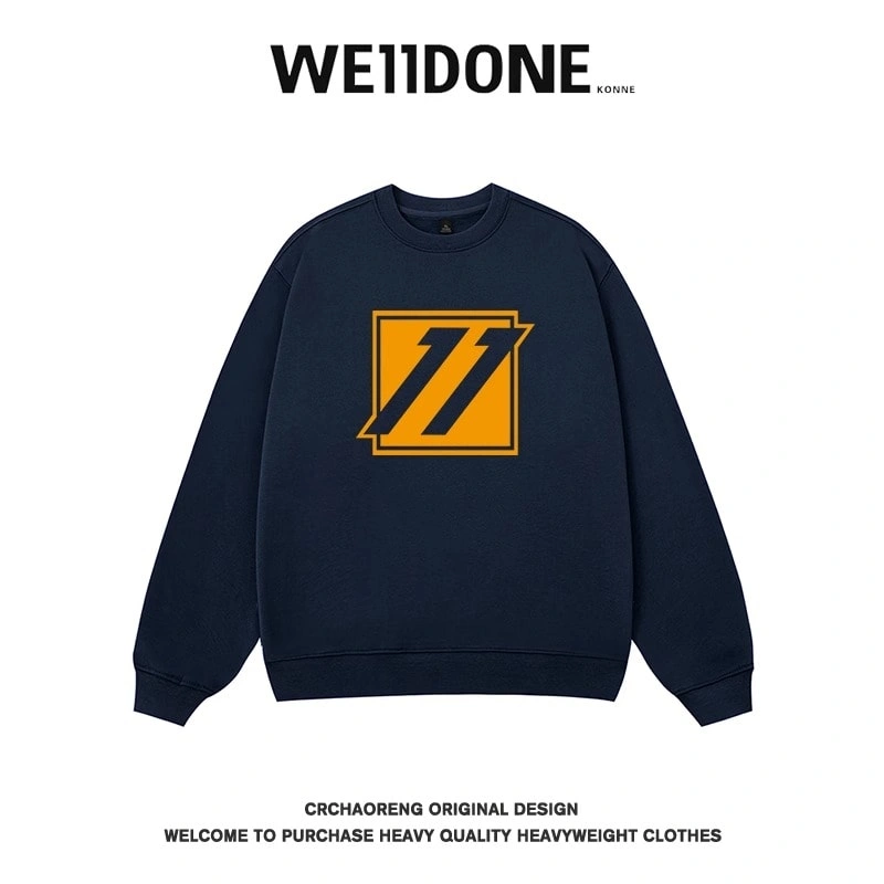 We11done Konne Retro Crew Neck Sweatshirt Men High Street Trend Brand Versatile 2024 Loose Top Style 4