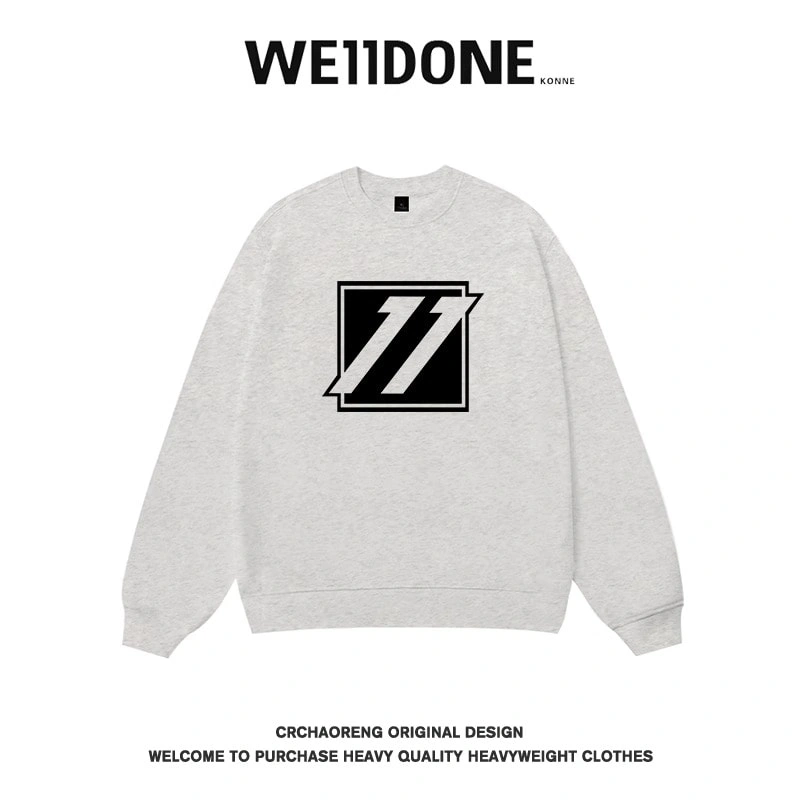 We11done Konne Retro Crew Neck Sweatshirt Men High Street Trend Brand Versatile 2024 Loose Top Style 5