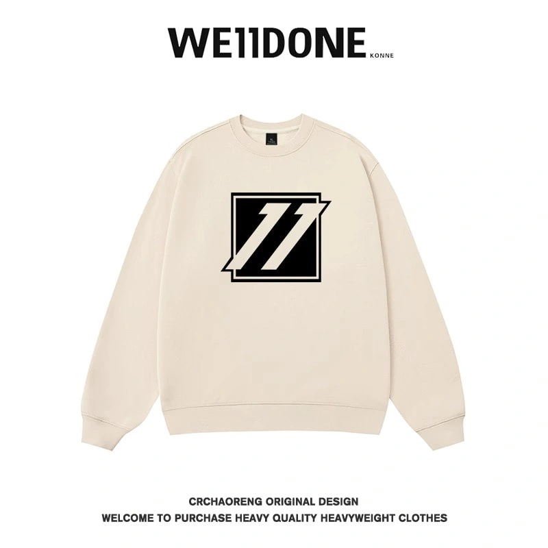 We11done Konne Retro Crew Neck Sweatshirt Men High Street Trend Brand Versatile 2024 Loose Top Style 6