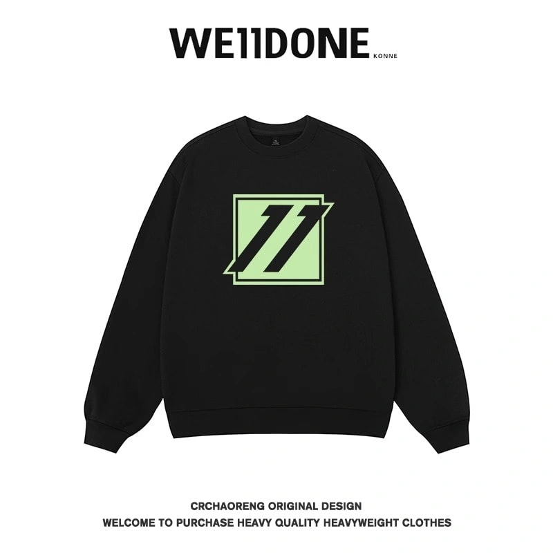 We11done Konne Retro Crew Neck Sweatshirt Men High Street Trend Brand Versatile 2024 Loose Top