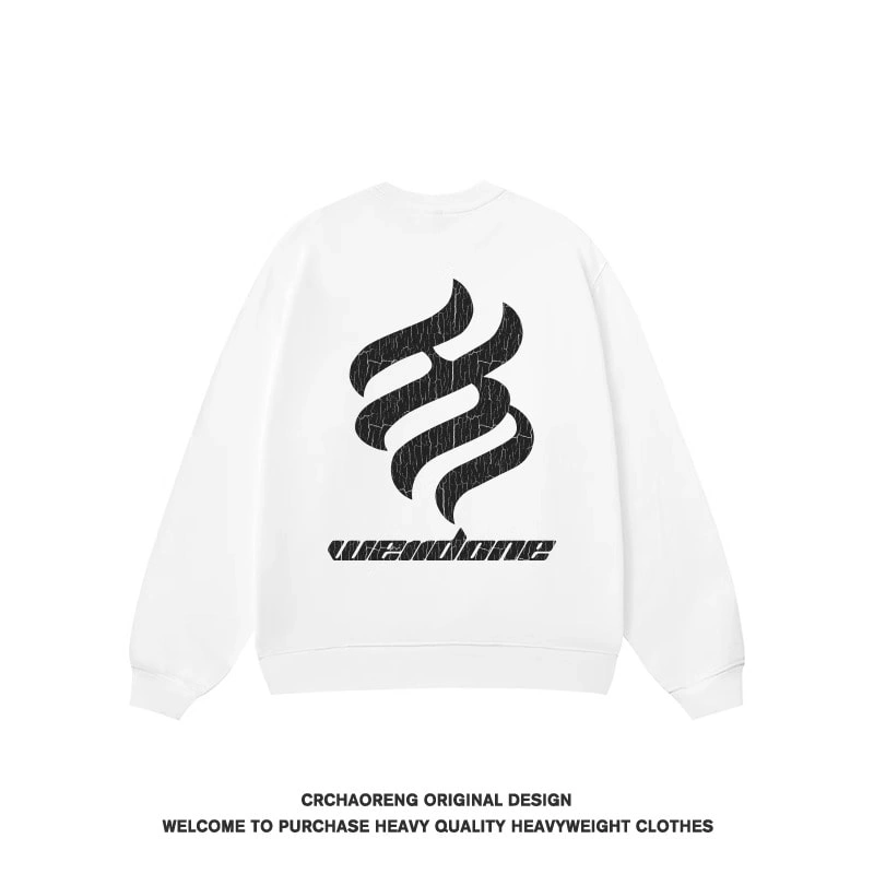 We11done Konne Retro High Street Crew Neck Sweatshirt Men Pure Cottonweight Versatile Base Long Sleeve Top Style 1