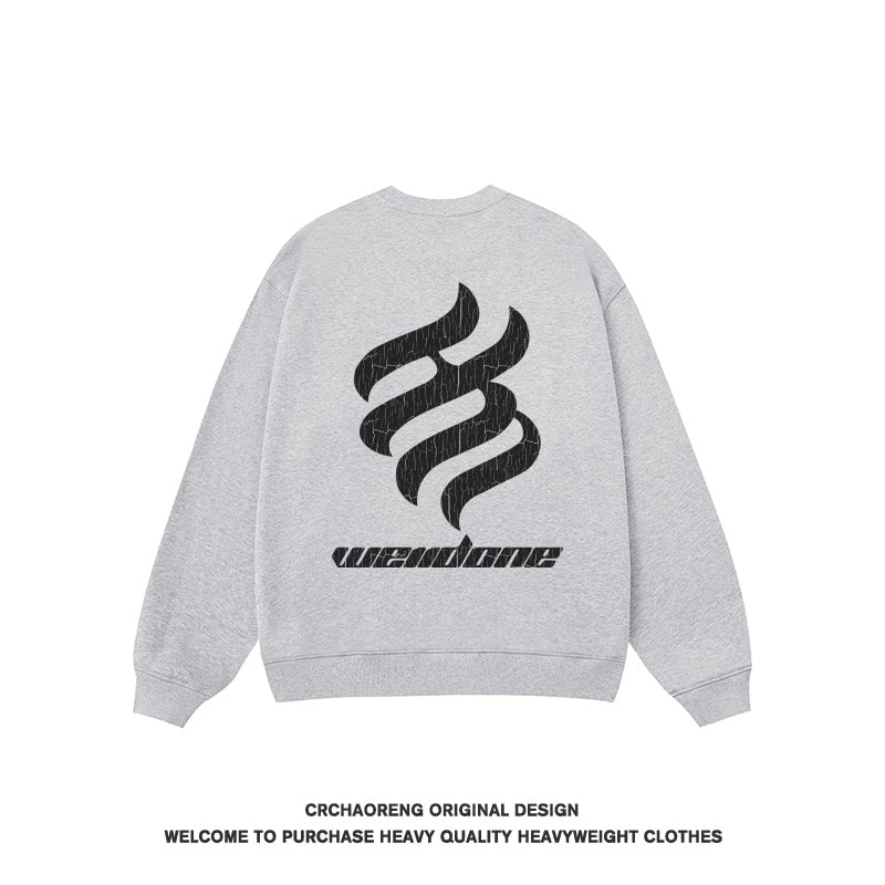 We11done Konne Retro High Street Crew Neck Sweatshirt Men Pure Cottonweight Versatile Base Long Sleeve Top Style 4