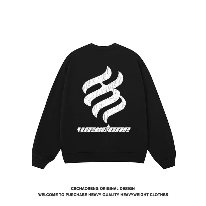 We11done Konne Retro High Street Crew Neck Sweatshirt Men Pure Cottonweight Versatile Base Long Sleeve Top