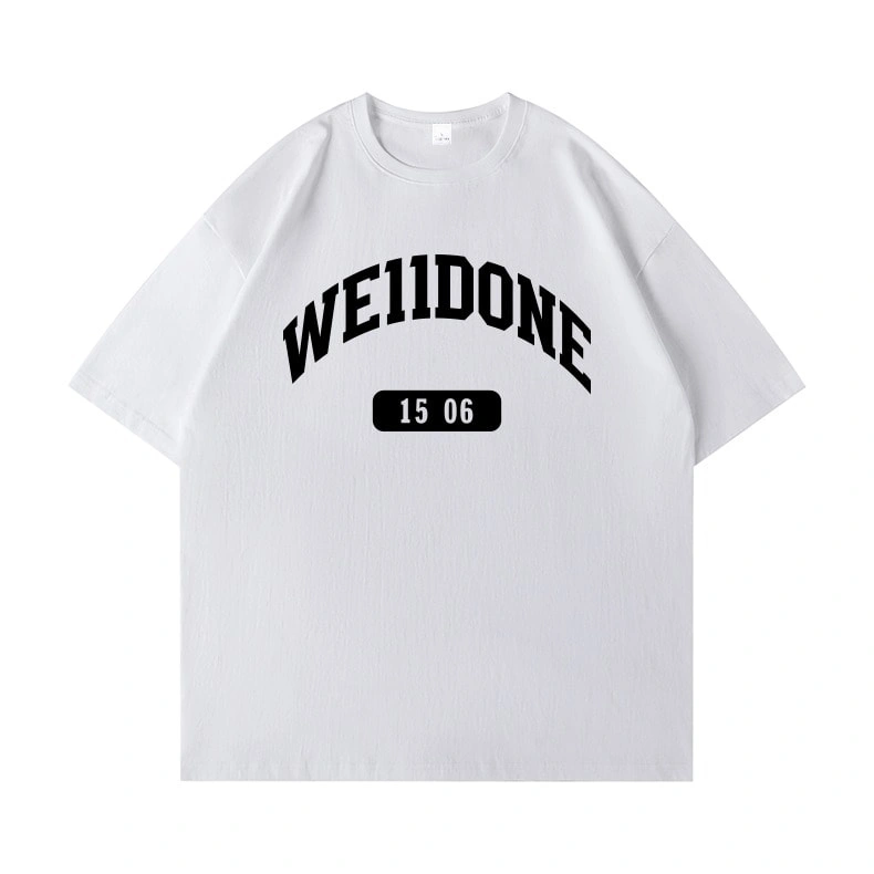 We11done Konne Retro High Street Short Sleeve T-Shirt Men Simple Versatile Fashion Half Sleeve Top Style 1