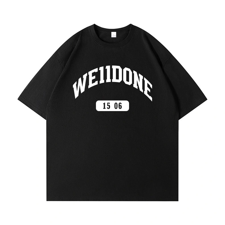 We11done Konne Retro High Street Short Sleeve T-Shirt Men Simple Versatile Fashion Half Sleeve Top