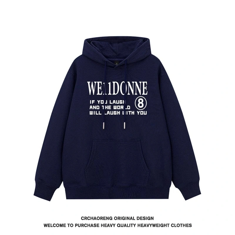 We11done Konne Retro Letter Print Hoodie Men’s High Street Pullover Jacket Style 1