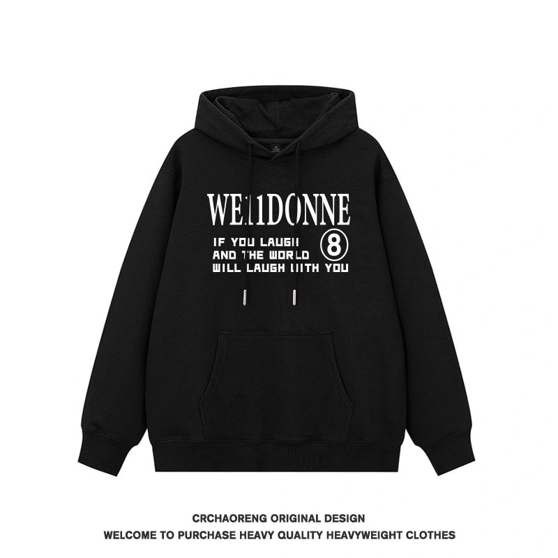 We11done Konne Retro Letter Print Hoodie Men’s High Street Pullover Jacket