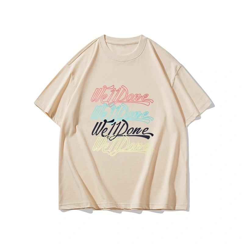 We11done Konne Retro Pure Cotton Short Sleeve T-Shirt Men Street Hip Hop Half Sleeve Top Style 3