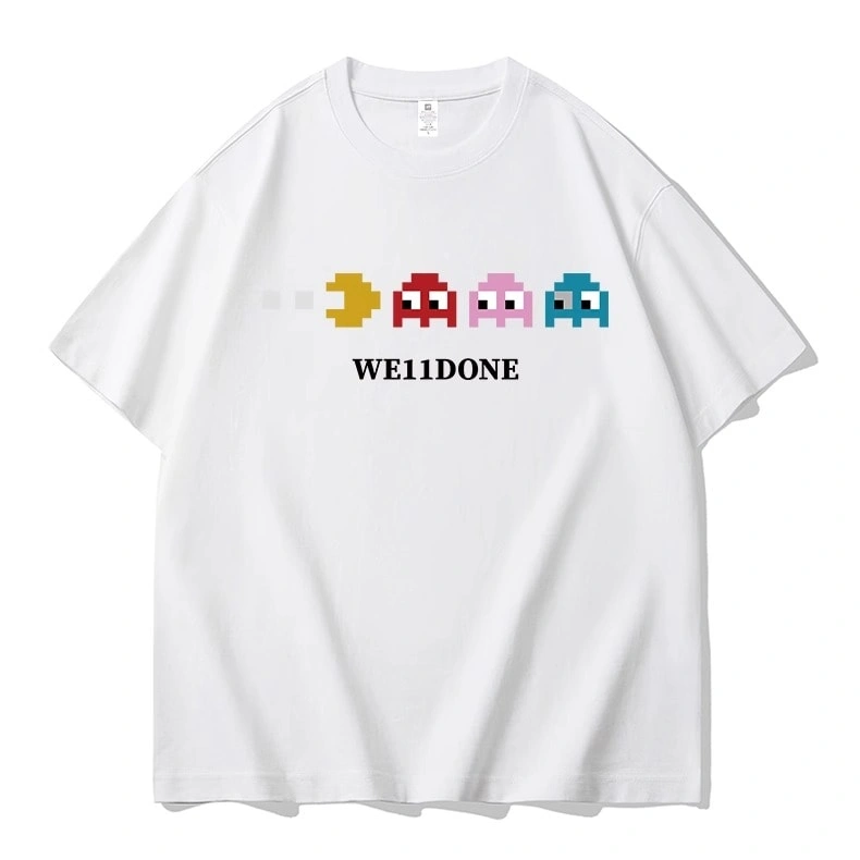 We11done Konne Retro Short Sleeve T-Shirt Men Loose Pure Cotton Trend Crew Neck Top Style 1