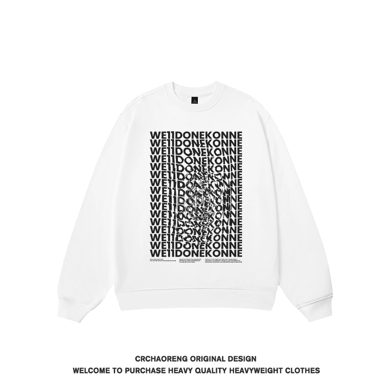 We11done Konne Retro Versatile Long Sleeve Top High Street Print Crew Neck Sweatshirt Men Style 1