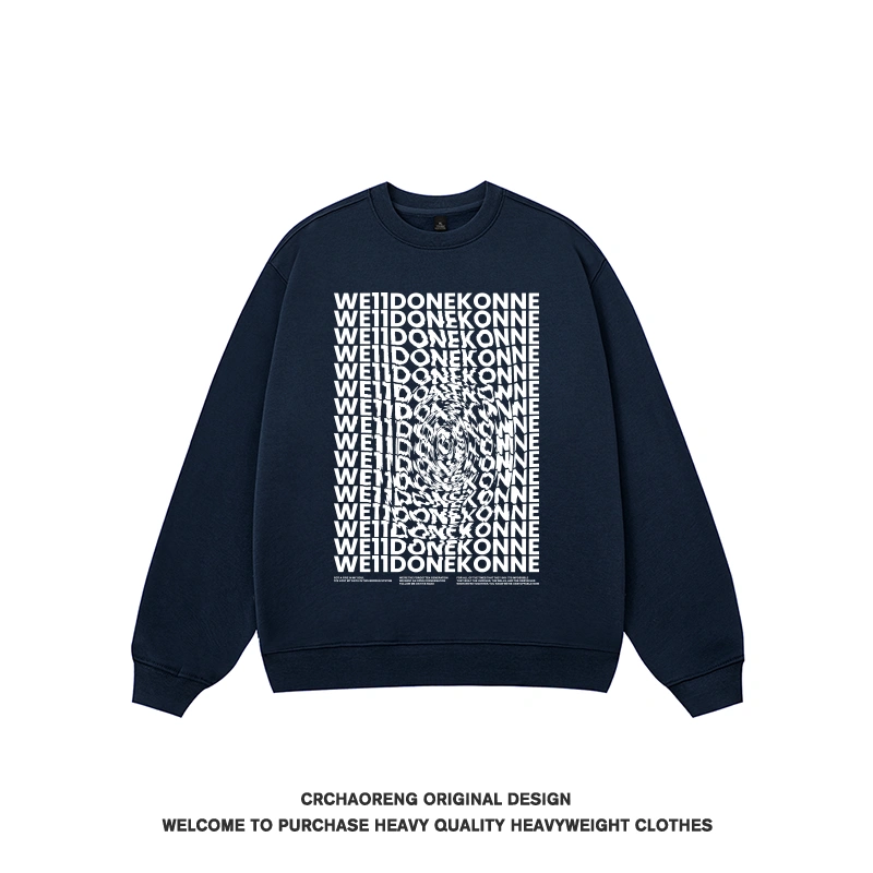 We11done Konne Retro Versatile Long Sleeve Top High Street Print Crew Neck Sweatshirt Men Style 5