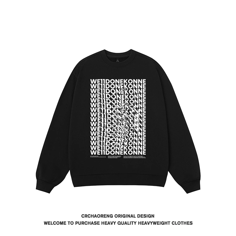 We11done Konne Retro Versatile Long Sleeve Top High Street Print Crew Neck Sweatshirt Men