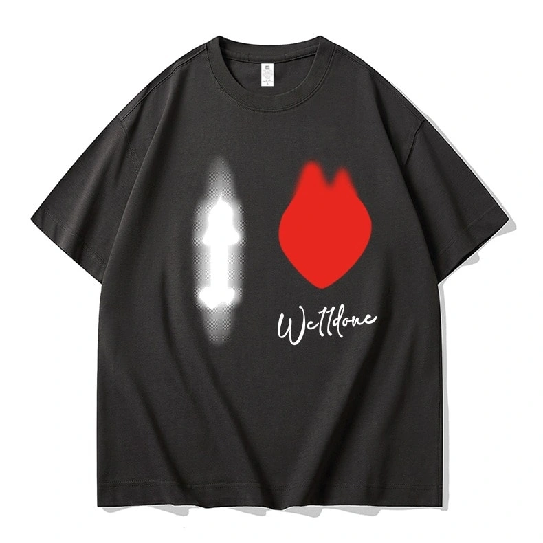 We11done Konne Short Sleeve T-Shirt Men Casual Loose Half Sleeve Pure Cotton High Street Trend Crew Neck Top Style 2