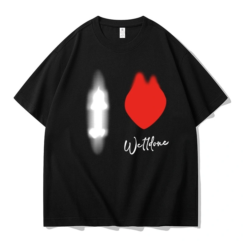 We11done Konne Short Sleeve T-Shirt Men Casual Loose Half Sleeve Pure Cotton High Street Trend Crew Neck Top