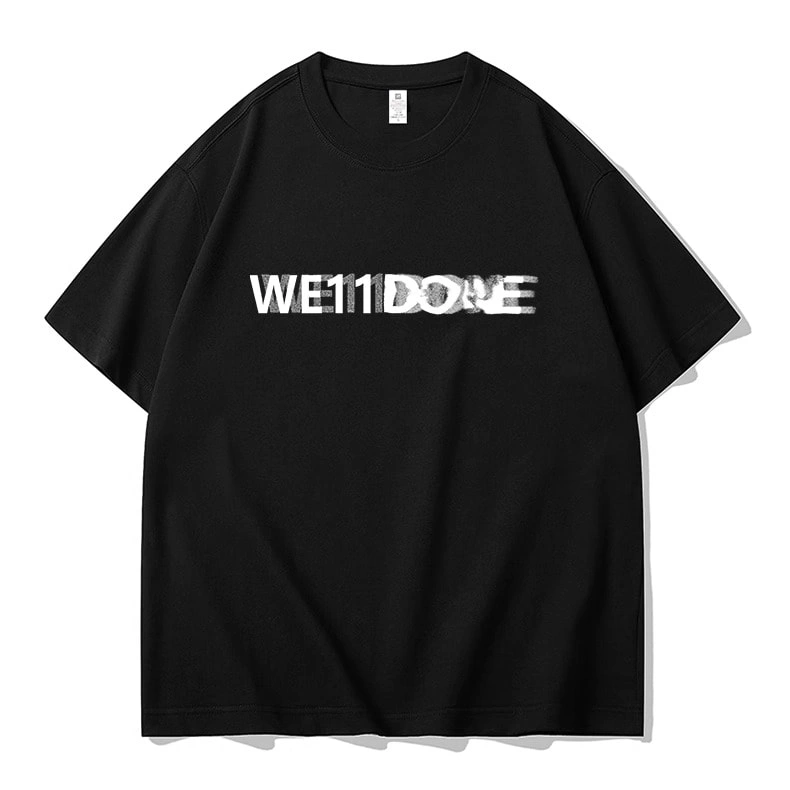 We11done Konne Short Sleeve T-Shirt Men Casual Loose Pure Cotton Trend Crew Neck Half Sleeve Top
