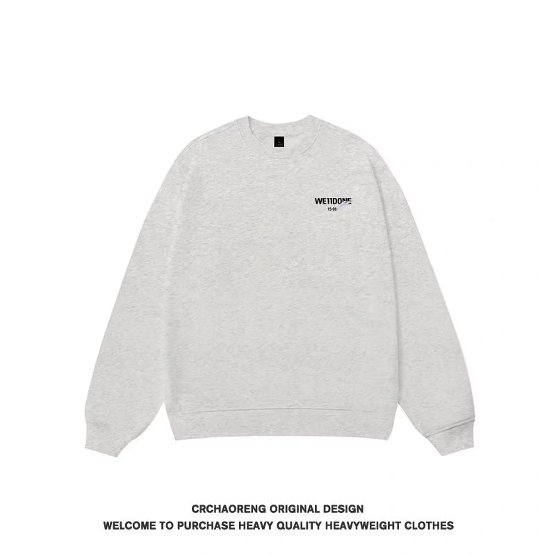 We11done Konne Stiff Crew Neck Sweatshirt Men Newweight Loose Pullover Long Sleeve Top Style 4