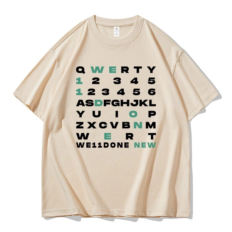 We11done Konne Street Half Sleeve Top Men Crew Neck Short Sleeve T-Shirt Couple Version INS Style 4