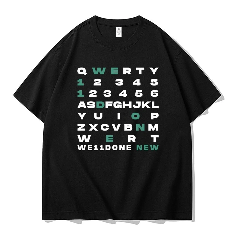 We11done Konne Street Half Sleeve Top Men Crew Neck Short Sleeve T-Shirt Couple Version INS