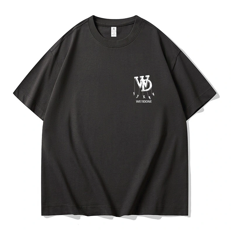 We11done Konne Street Hip Hop Short Sleeve T-Shirt Men 2024 New Loose Pure Cotton Half Sleeve Style 2